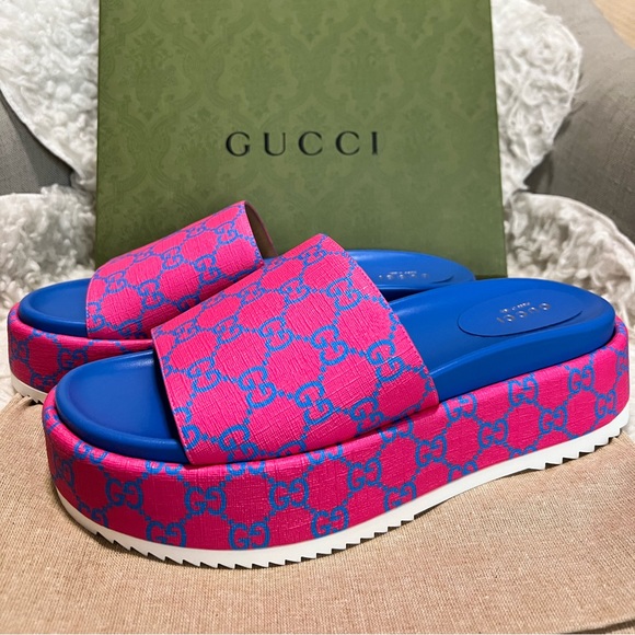 gucci platform slides colorful